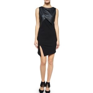 Haute Hippie Black Ponte Asymmetric Dress w/Slit Sz 6